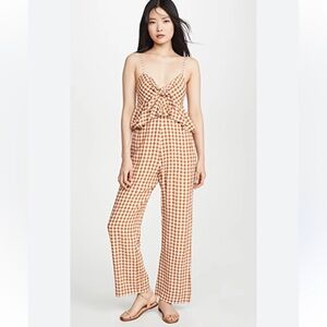 SAYLOR Laken Gingham Jumpsuit in Apricot XL